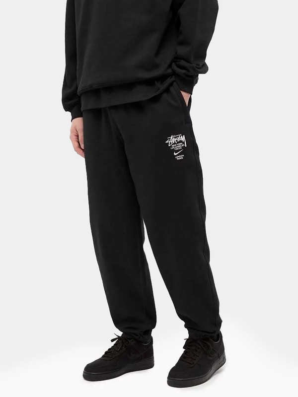 Спортивные штаны, брюки для бега X Stussy Fleece Pants Black, из хлопка, повседневные