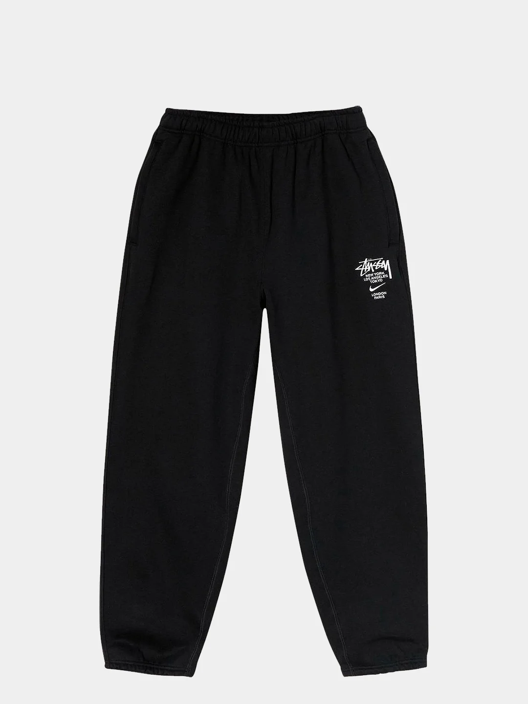 Терракотовый спортивные штаны, брюки для бега X Stussy Fleece Pants Black, из хлопка, повседневные