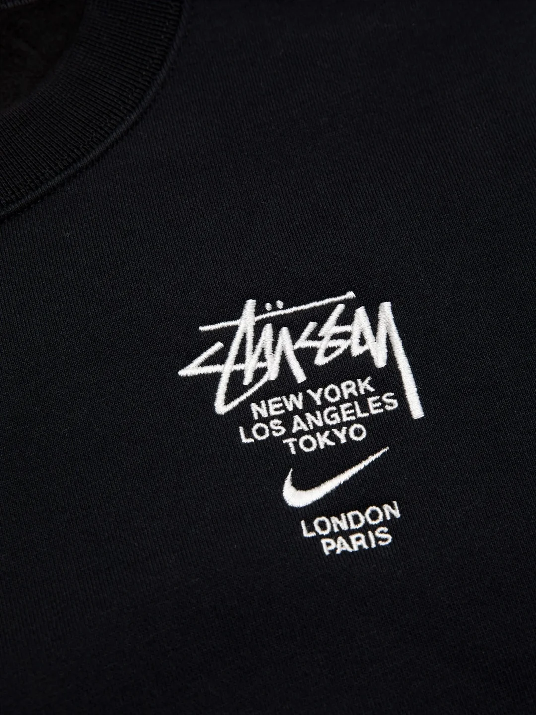Черный свитшот / спортивная толтовка Nike x Stussy Fleece Crew Black из хлопка повседневный