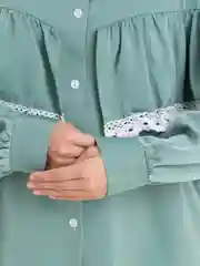 Голубой рубашка блузка женская с рюшами