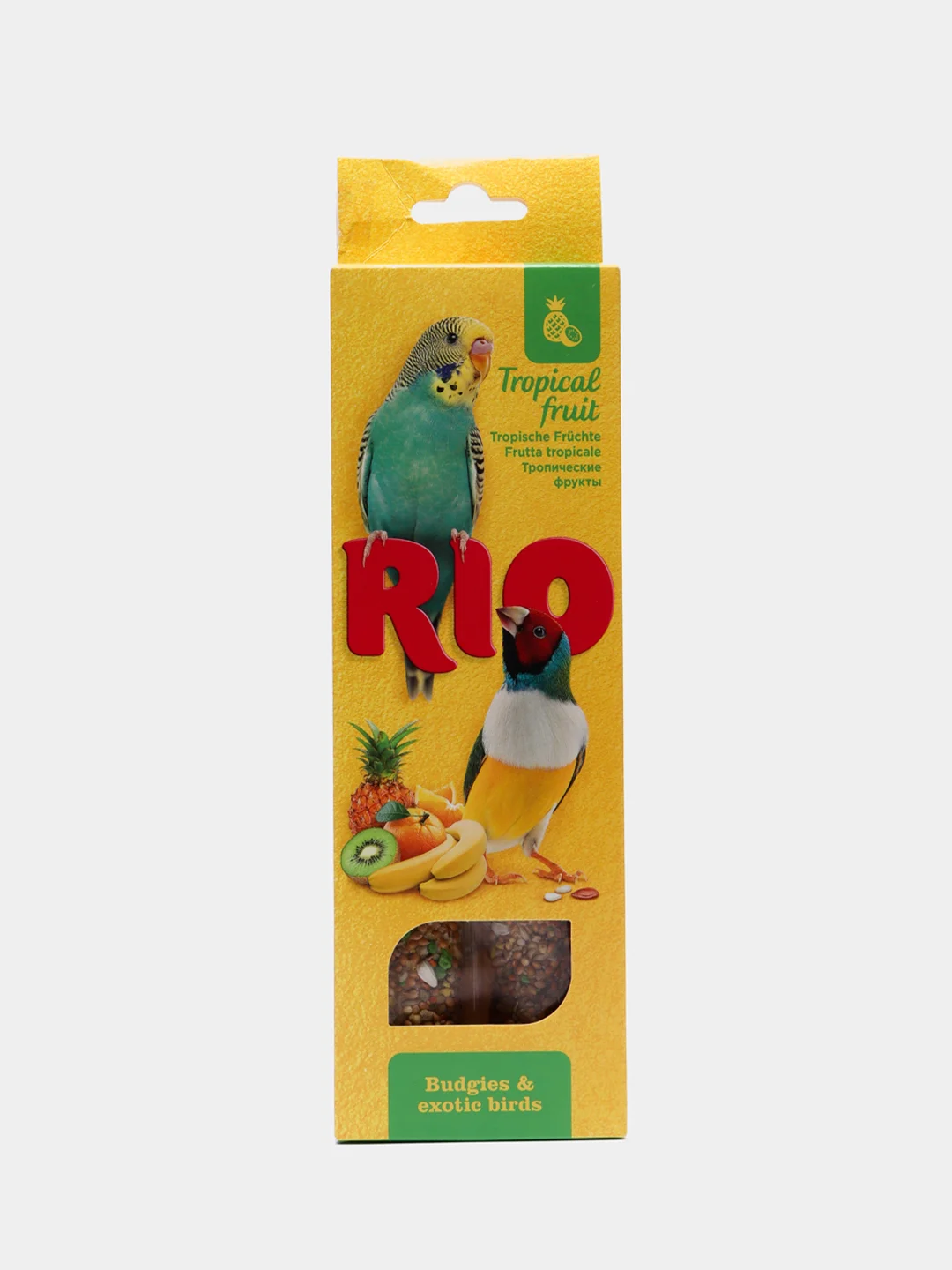 Палочки (лакомство) Rio для волнистых попугаев и экзотов с фруктами, 2 штуки по 40 г