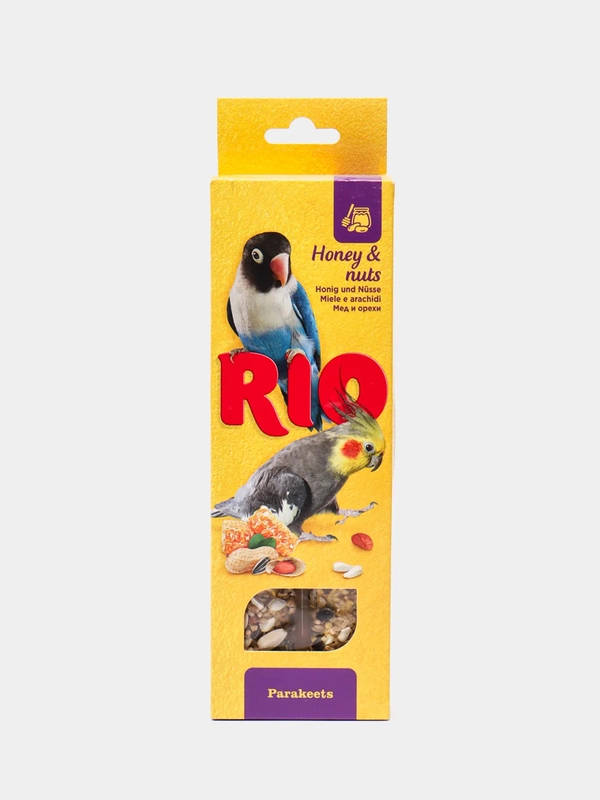 Палочки (лакомство) Rio для средних попугаев с медом и орехами, 2 штуки по 75 г