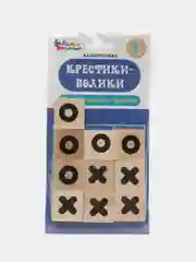 Настольная игра Крестики-нолики с деревянными фишками и полем