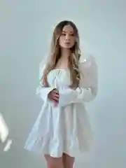 Белый платье с длинным рукавом, весна, лето