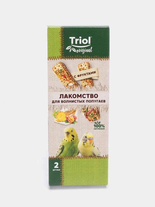 Лакомство для волнистых попугаев с фруктами Triol Original, упаковка 2 штуки, 55 г