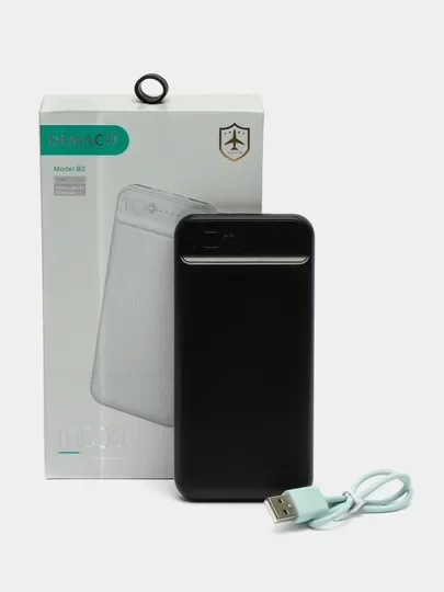 Черный повербанк Power bank В2, 10000 mah аккумулятор Demaco