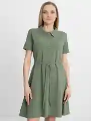 Оливковый платье поло женское, с ремешком