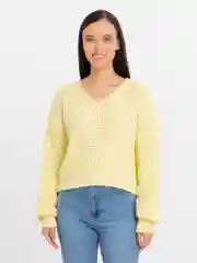 Лимонный свитер женский, вязаный