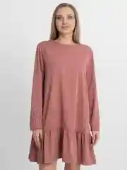 Коралловый меланж платье женское свободное с длинным рукавом