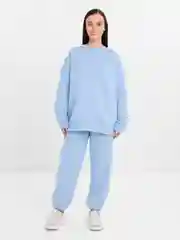 Голубой женский флисовый костюм оверсайз/ Женский костюм на флисе / Флисовая толстовка женская