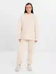 Молочный женский флисовый костюм оверсайз/ Женский костюм на флисе / Флисовая толстовка женская