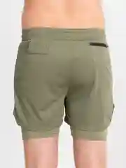 Зелёный хаки двухслойные спортивные шорты мужские, компресионные