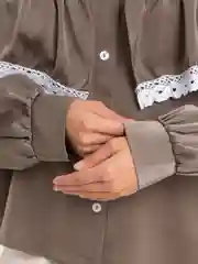 Зелёный хаки рубашка блузка женская с рюшами