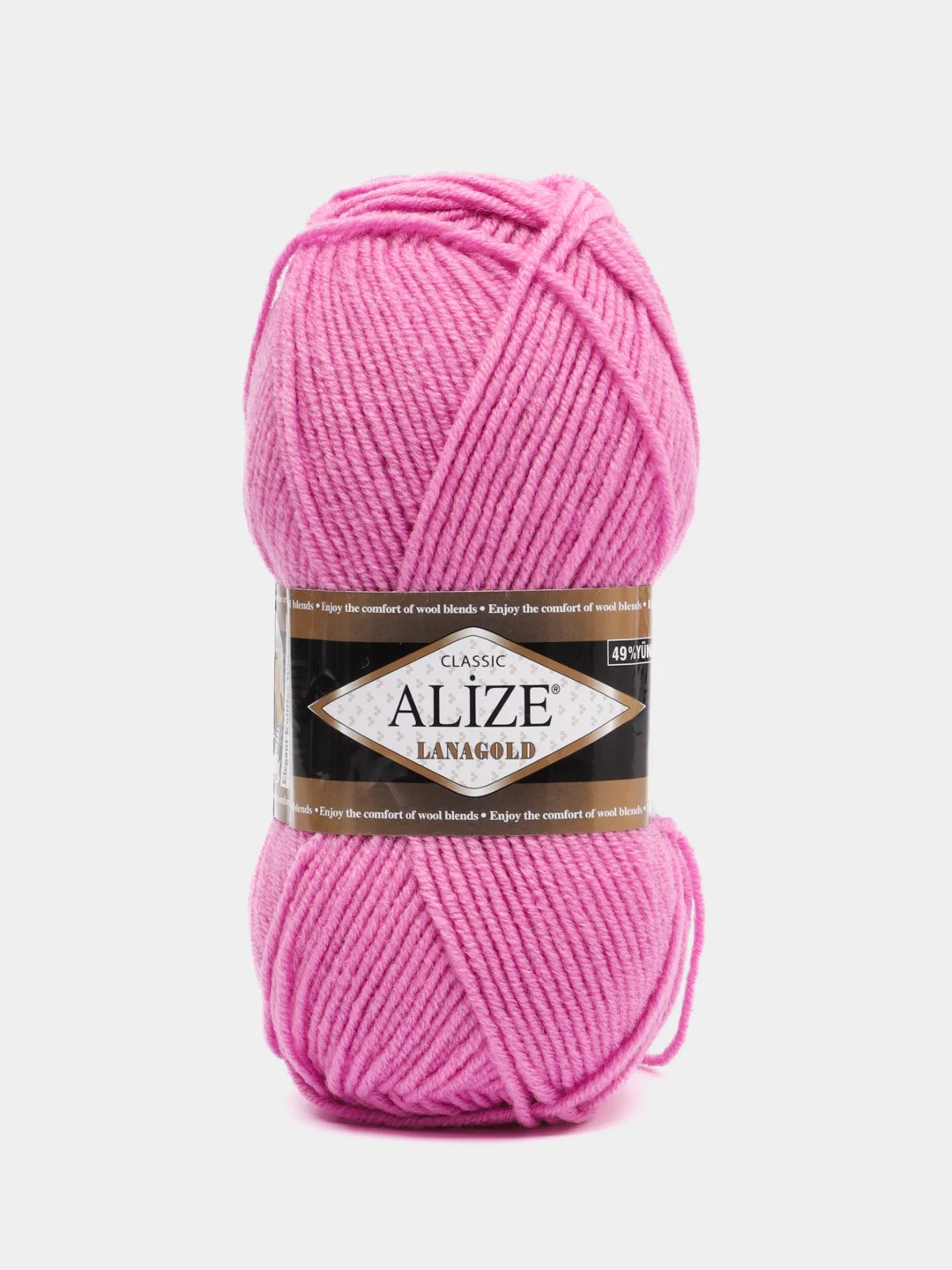 Розовый пряжа Alize Lanagold, 49% шерсть, 51% акрил, 100 г, 240 м