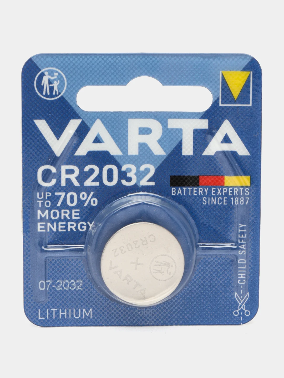 Элемент питания CR2032 Varta 3В, литиевые, блистер 1/10