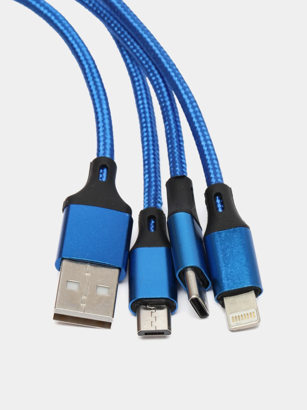 Синий кабель для зарядки 3 в 1, Lightning, TYPE-C, MICRO USB, 120 см