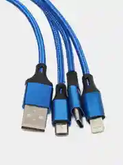 Синий кабель для зарядки 3 в 1, Lightning, TYPE-C, MICRO USB, 120 см
