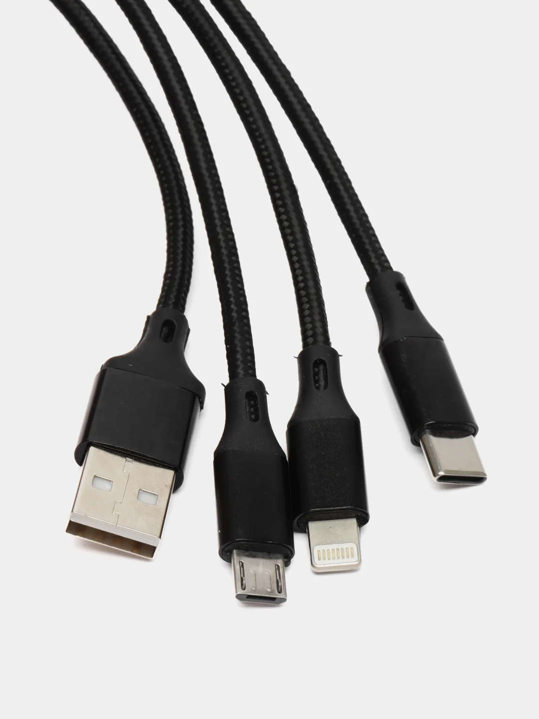 Черный кабель для зарядки 3 в 1, Lightning, TYPE-C, MICRO USB, 120 см