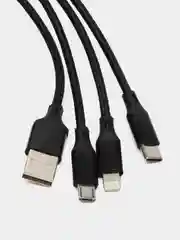 Черный кабель для зарядки 3 в 1, Lightning, TYPE-C, MICRO USB, 120 см