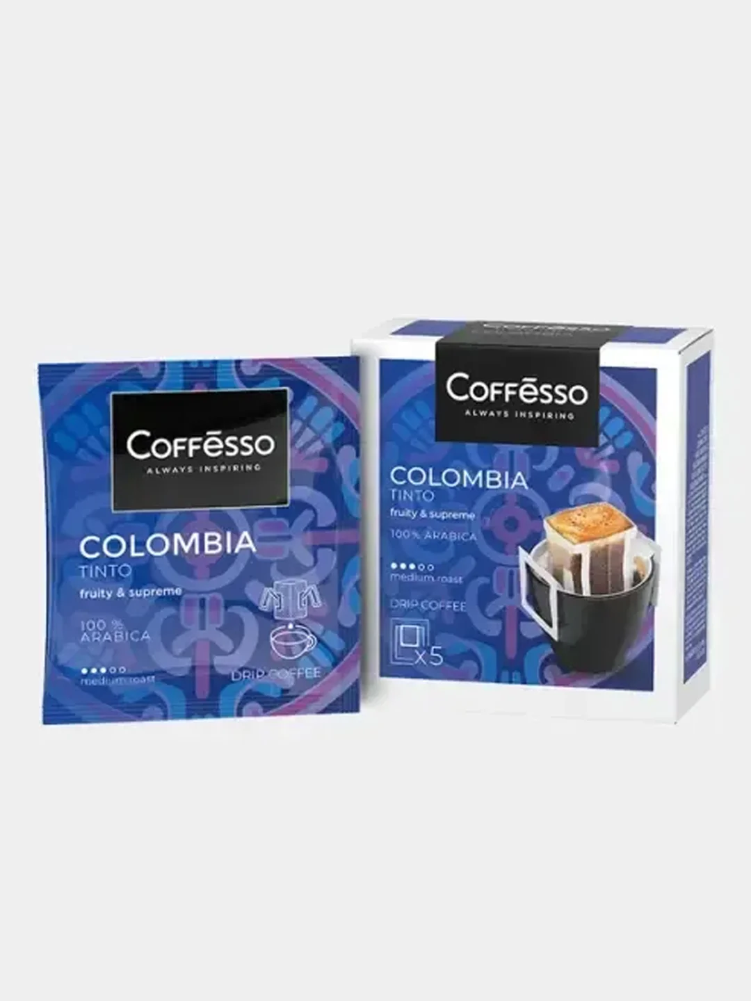 Кофе молотый для чашки Coffesso Colombia Tinto в дрип-пакетах 5х10 г
