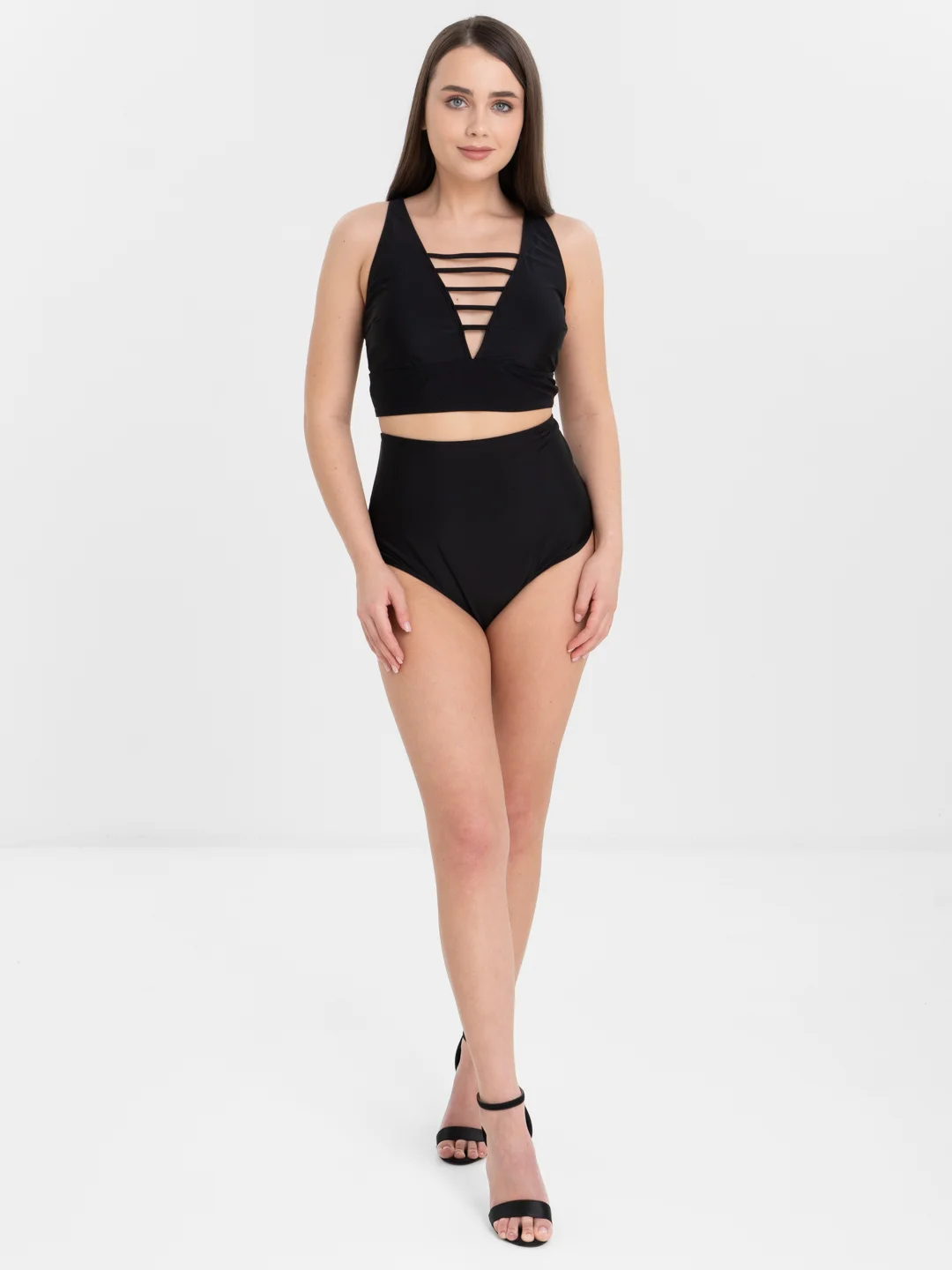 Зелёный хаки купальник раздельный с топом PLUS SIZE