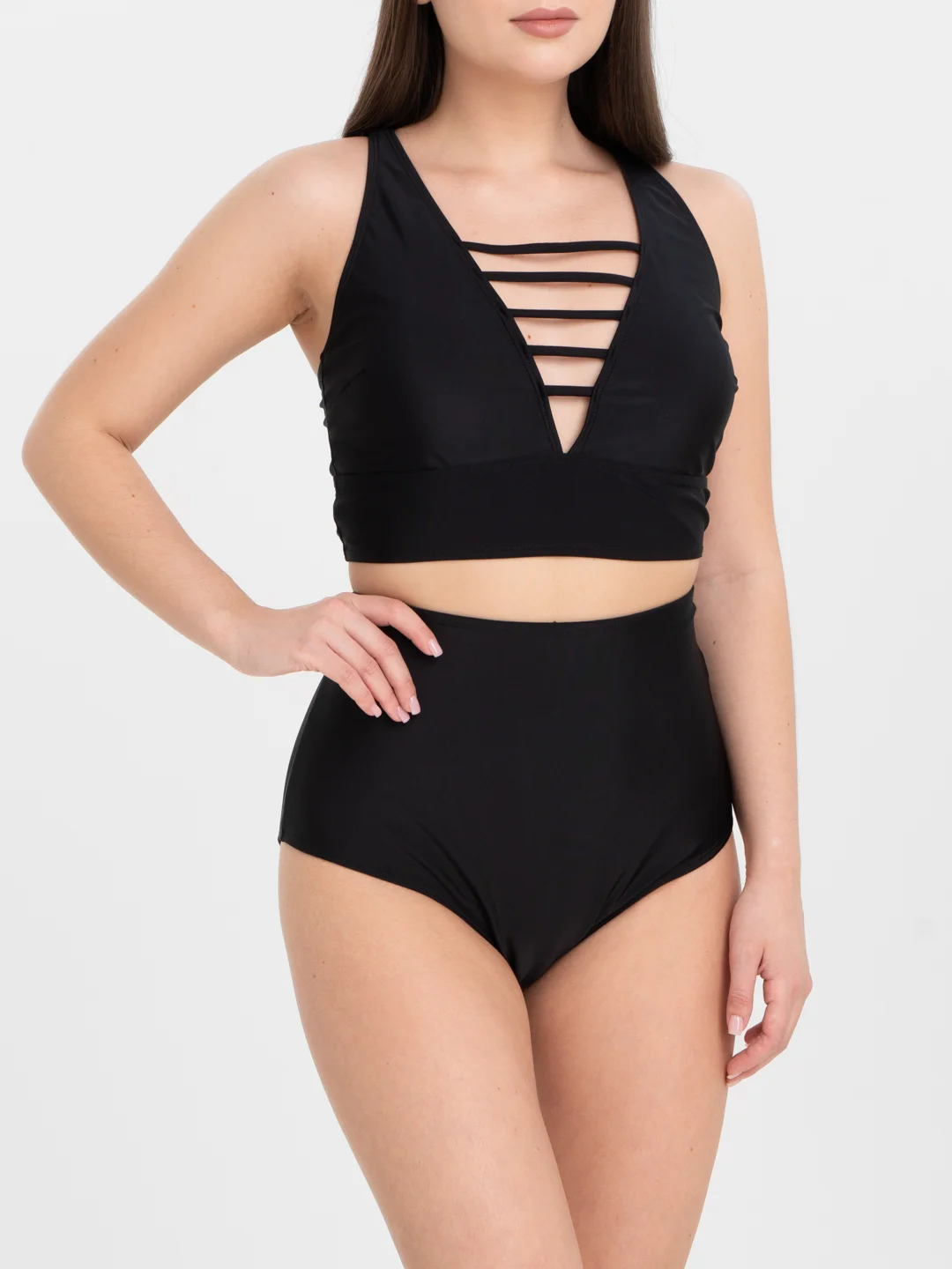 Зелёный хаки купальник раздельный с топом PLUS SIZE