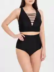Зелёный хаки купальник раздельный с топом PLUS SIZE