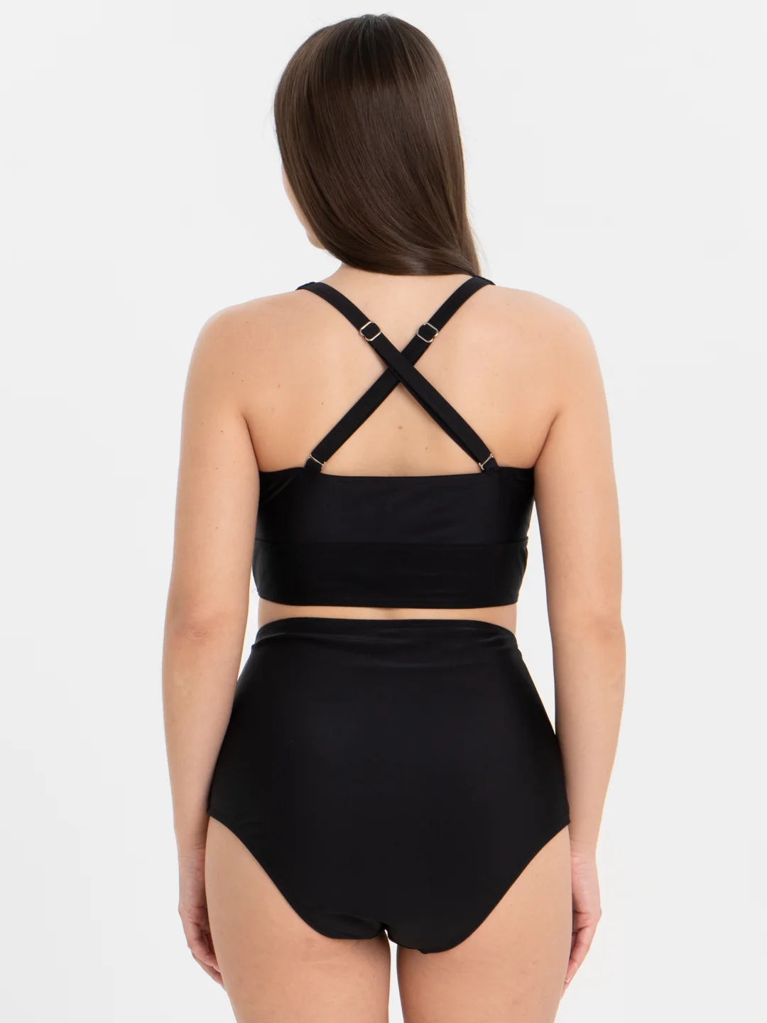 Зелёный хаки купальник раздельный с топом PLUS SIZE