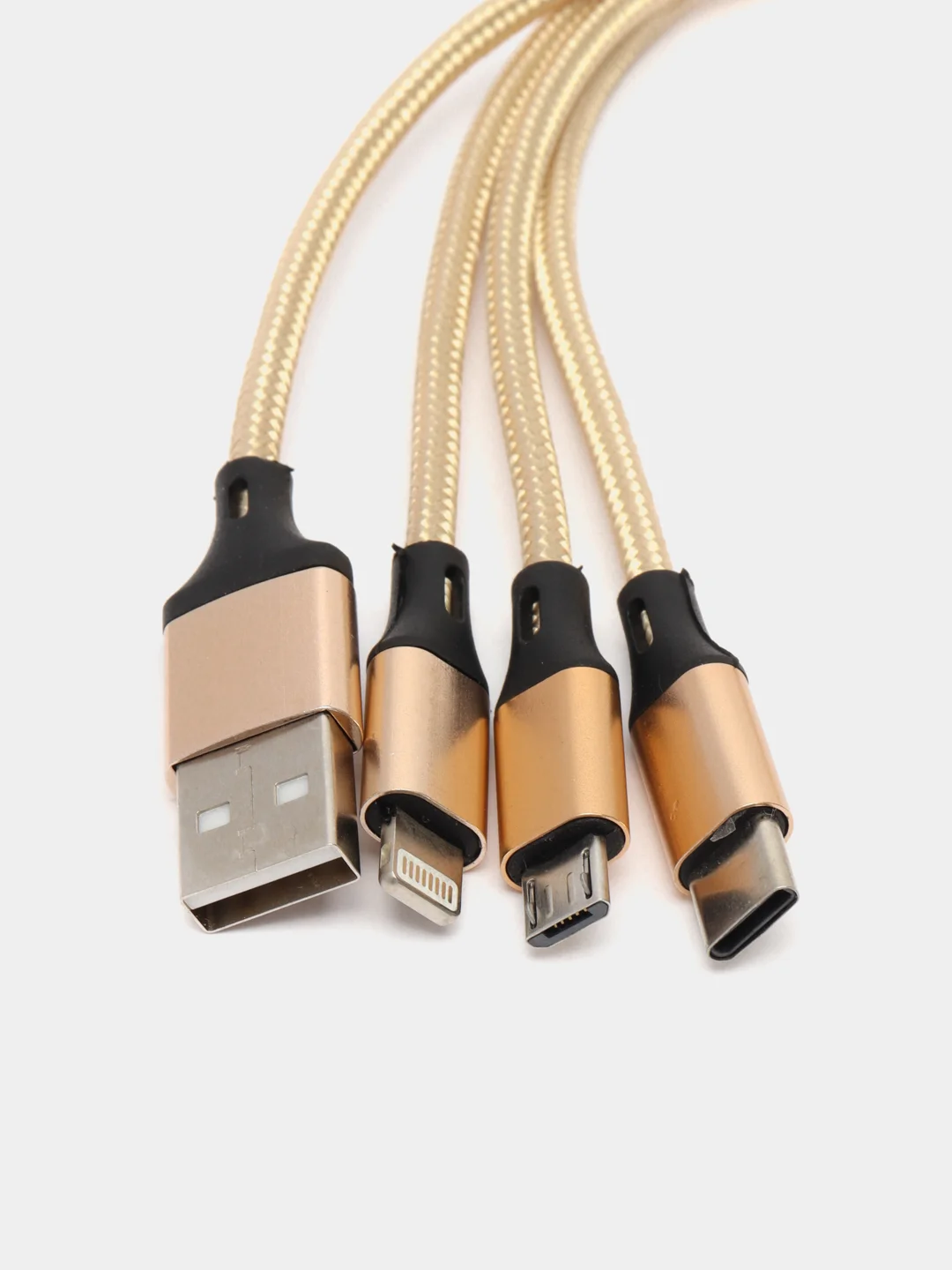 Золотой кабель для зарядки 3 в 1, Lightning, TYPE-C, MICRO USB, 120 см