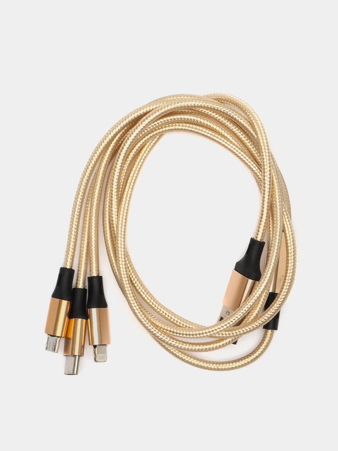 Золотой кабель для зарядки 3 в 1, Lightning, TYPE-C, MICRO USB, 120 см