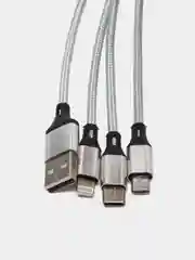 Серый кабель для зарядки 3 в 1, Lightning, TYPE-C, MICRO USB, 120 см