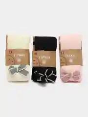 Разноцветный колготки детские для девочек, однотонные с бантиком/с помпоном/сердечком, хлопок в рубчик