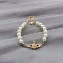 Золотой женский браслет на руку, жемчужный