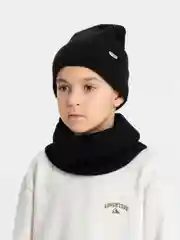 Черный шапка и снуд для мальчика, на флисе