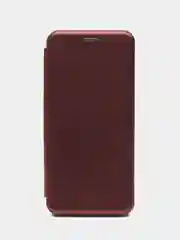 Багровый чехол-книжка для Oppo A58 4G защитный, противоударный, с магнитом, черный