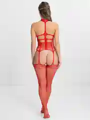 Красный эротический костюм, в сетку