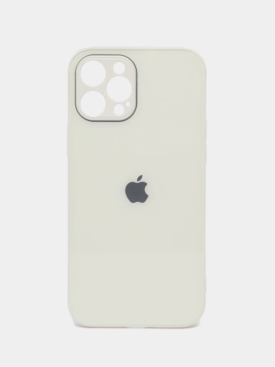 Белый чехол стеклянный для iPhone 12 Pro Max