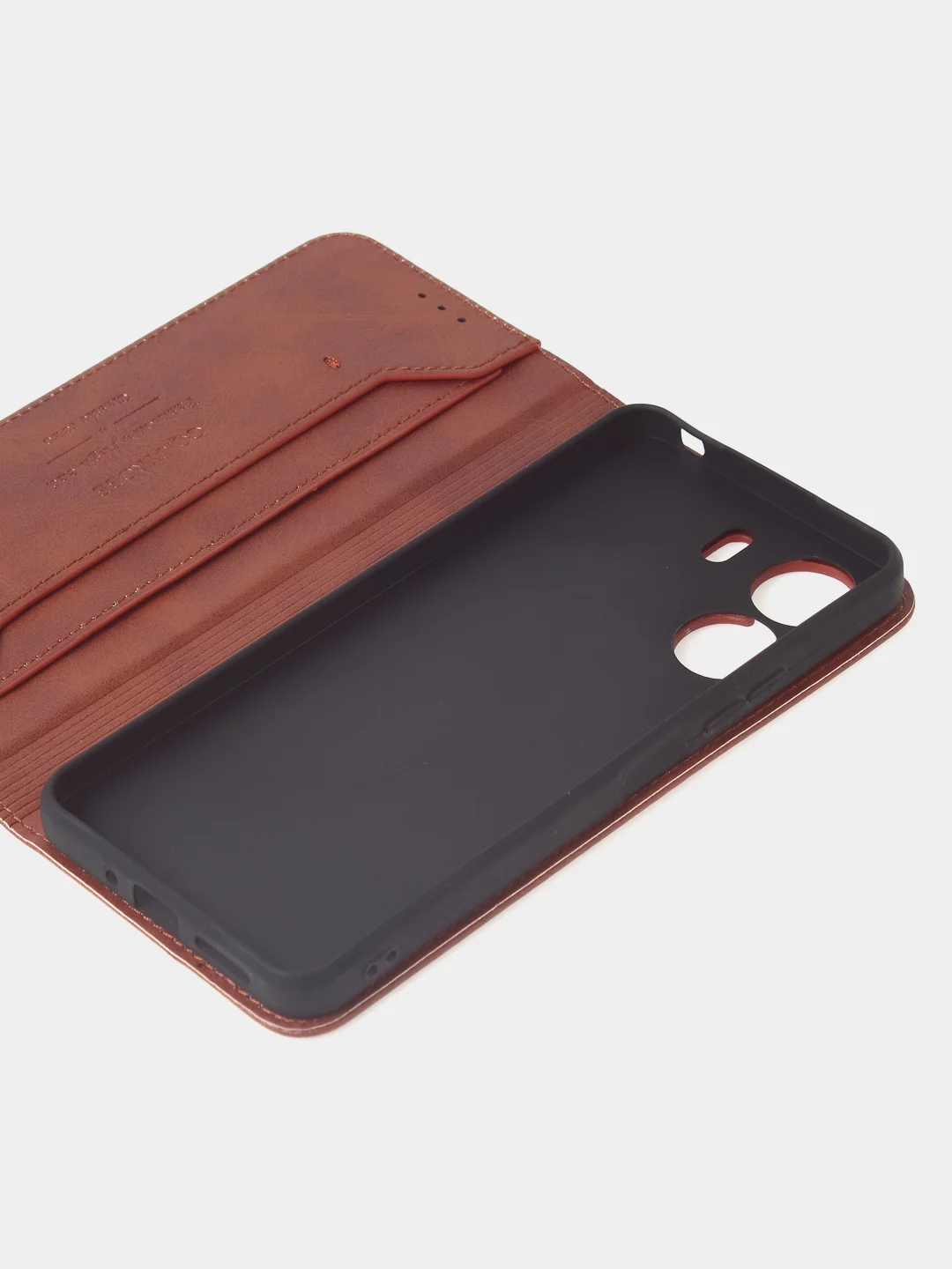Терракотовый чехол-книжка для Xiaomi Redmi 13C / Poco C65 из высококачественной кожи
