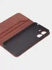 Терракотовый чехол-книжка для Xiaomi Redmi 13C / Poco C65 из высококачественной кожи