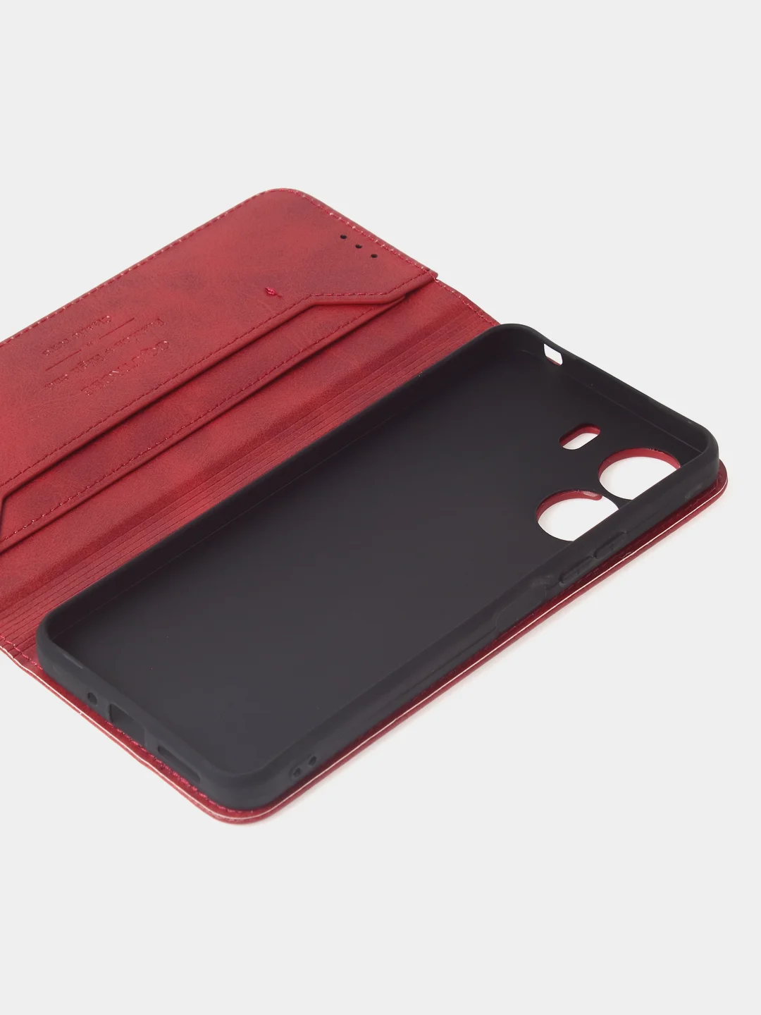 Алый чехол-книжка для Xiaomi Redmi 13C / Poco C65 из высококачественной кожи