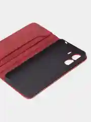Алый чехол-книжка для Xiaomi Redmi 13C / Poco C65 из высококачественной кожи