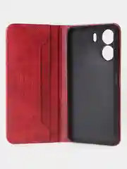 Алый чехол-книжка для Xiaomi Redmi 13C / Poco C65 из высококачественной кожи