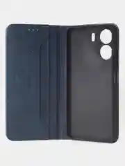 Темно-синий чехол-книжка для Xiaomi Redmi 13C / Poco C65 из высококачественной кожи