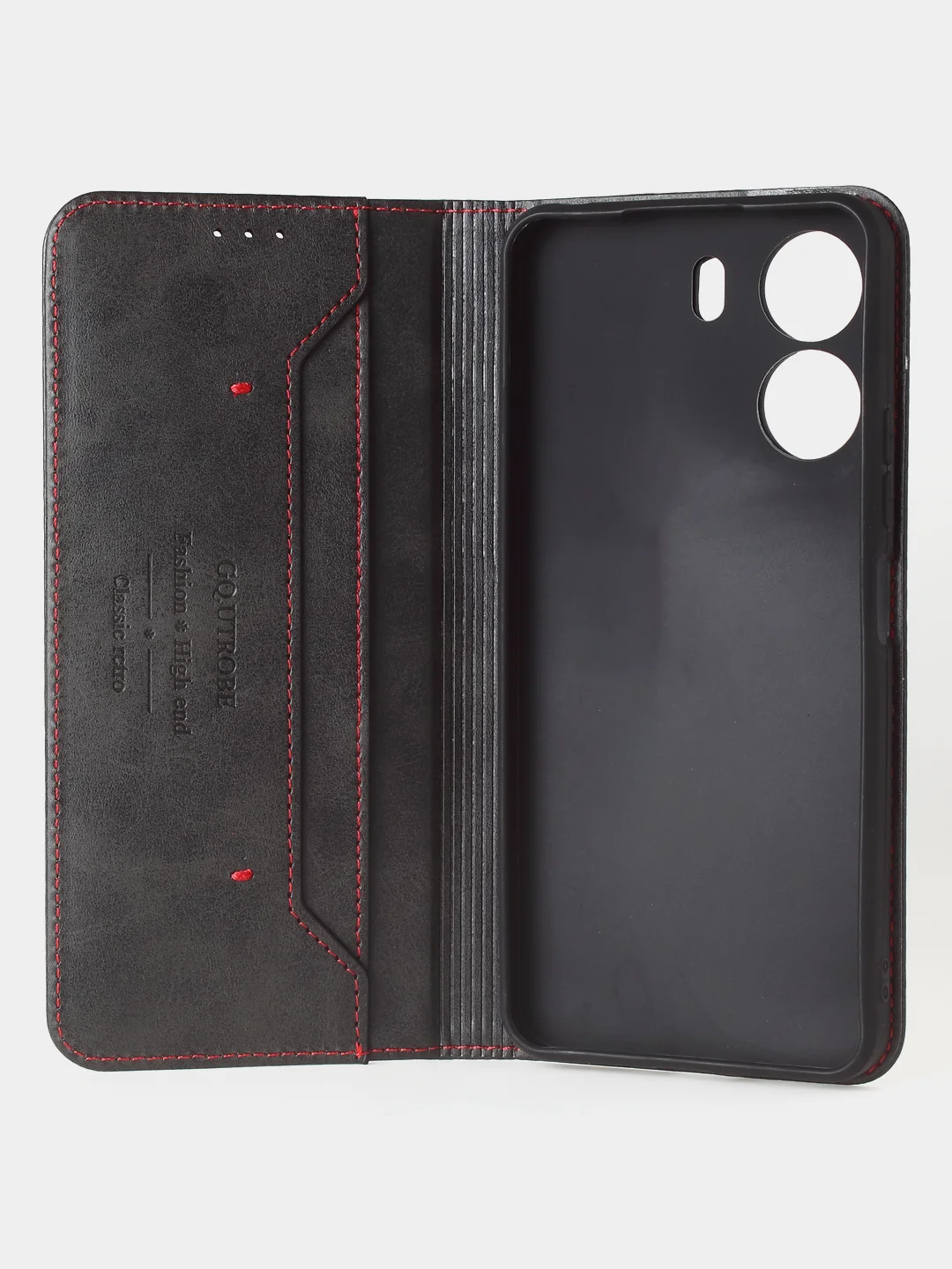 Угольный чехол-книжка для Xiaomi Redmi 13C / Poco C65 из высококачественной кожи