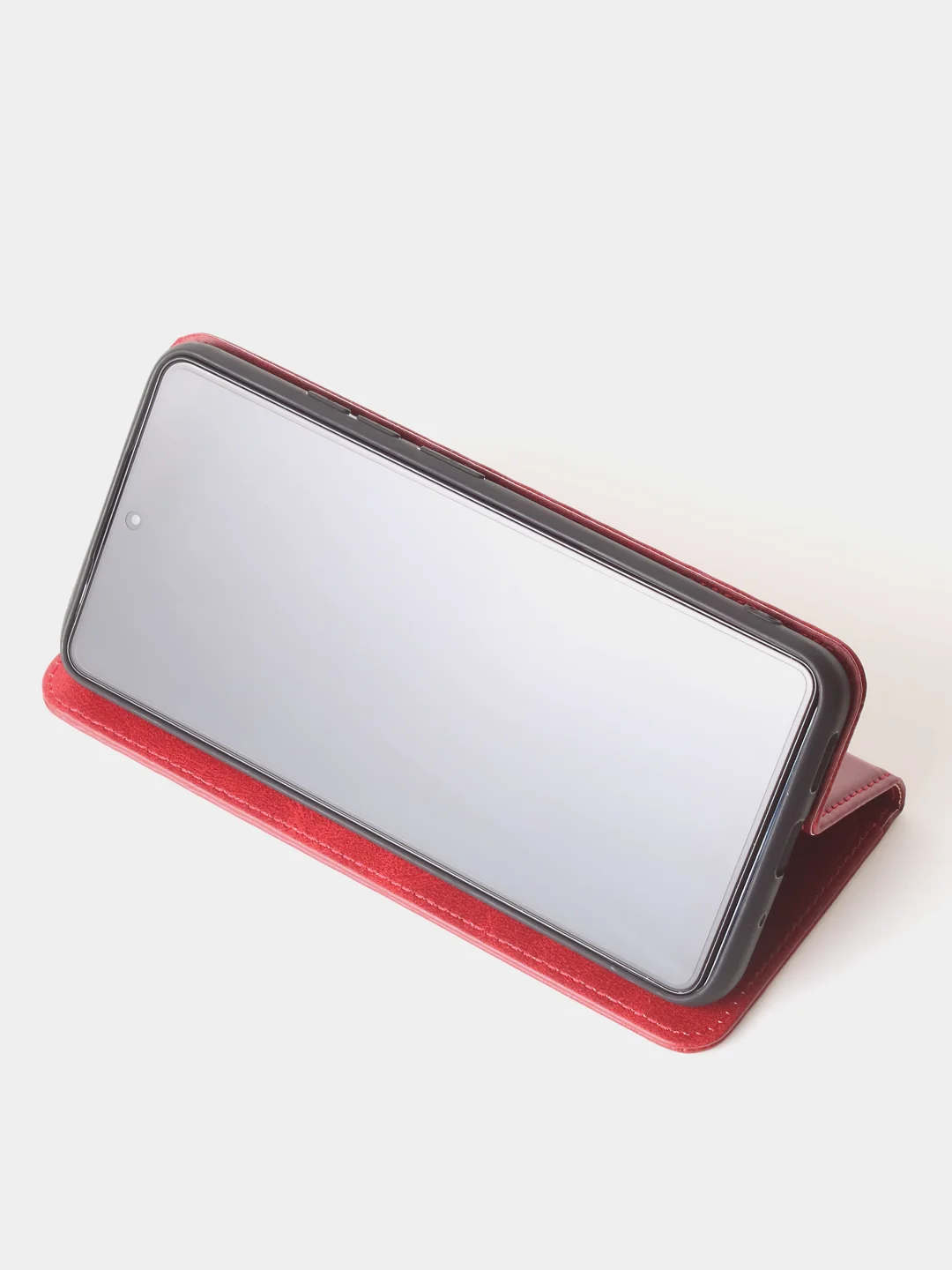 Алый чехол-книжка для Xiaomi Redmi 13C / Poco C65 из высококачественной кожи