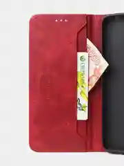 Алый чехол-книжка для Xiaomi Redmi 13C / Poco C65 из высококачественной кожи