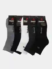 Носки мужские спортивные с вышитым принтом Рибок (Reebok) средней длины хлопок, набор 5 пар