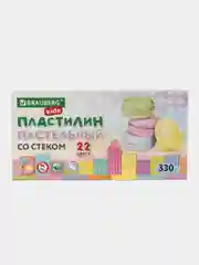 Пластилин классический детский набор для лепки, стек, 22 цв, 330 г, Brauberg Kids, 106682