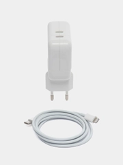 Зарядное устройство 35W с двумя портами USB-C и кабелем USB-C Lightning