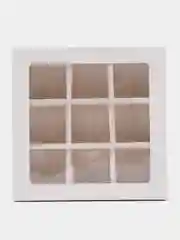 Коробка складная под 9 конфет, белая, 13,8 х 13,8 х 3,8 см